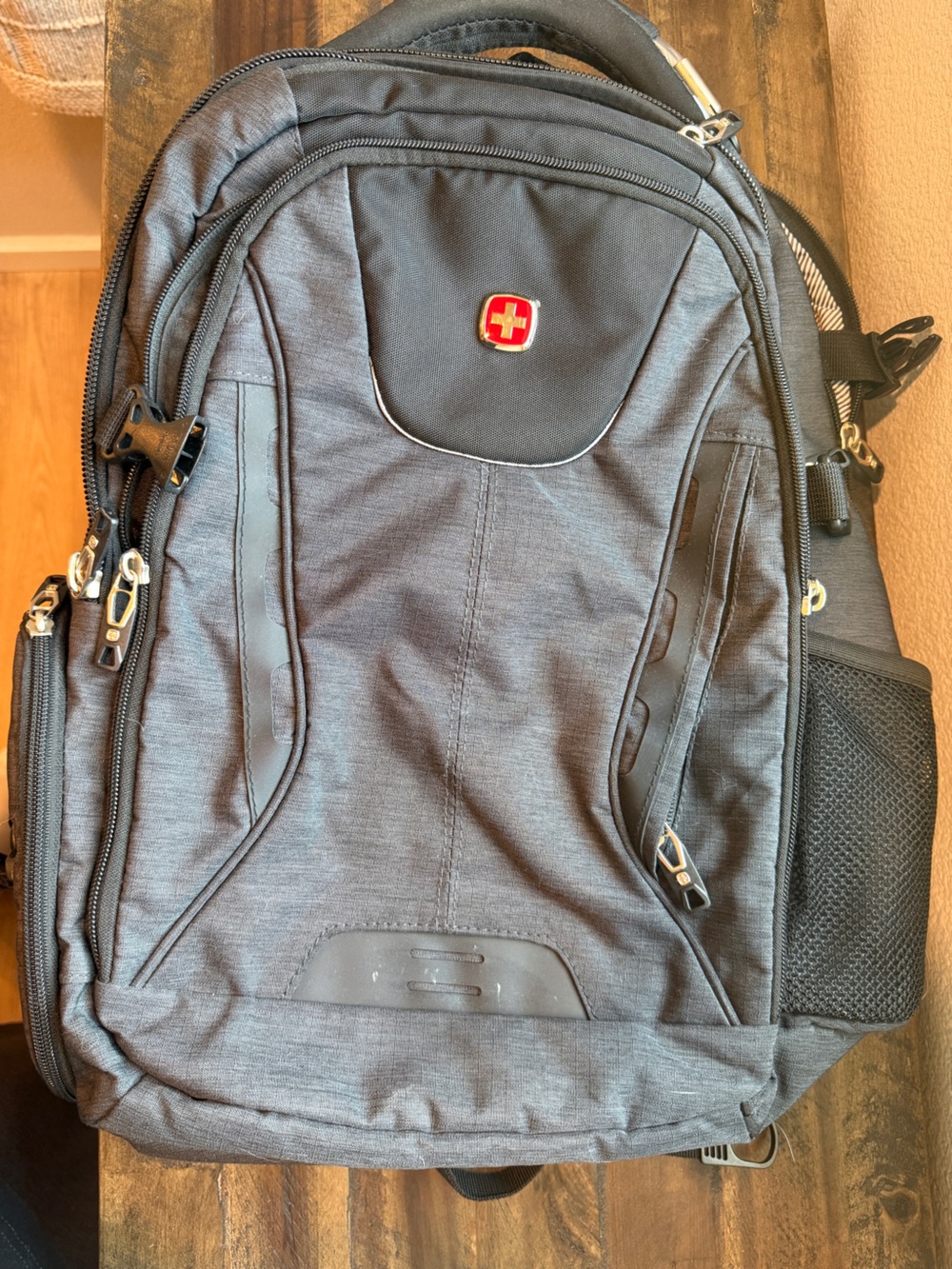SwissGear Grey Travel Backpack with Red Cross Logo